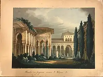 Эскиз декорации. Вторая картина второго акта. Дворец в мавританском стиле "Тоска по родине". Москва, Большой Петровский театр