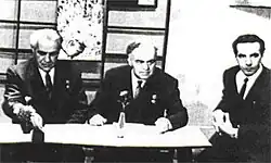 Ю. Эрвье, В. Муравленко и Р. Кузоваткин в Нижневартовской телестудии. 1972 год.