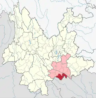 Цзиньпин-Мяо-Яо-Дайский автономный уезд на карте