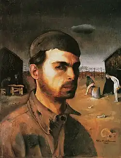 Автопортрет в лагере, 1940[фр.] (фр.)Фанера, маслоDie Neue Galerie, Нью-Йорк