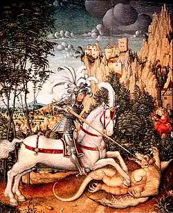 Св. Георгий, поражающий дракона. Худ. Альбрехт Альтдорфер, нач. XVI века.