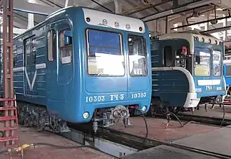 Вагоны 81-540.8 с двумя вариантами кабин, неофициально называемые «Головастиком» и «Саблезубом» в электродепо ТЧ-5 «Невское»