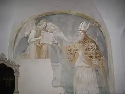 Святой Магнус, епископ Милана. XVI в. Фреска крипты