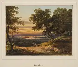 Пейзаж на закате. 1825. Бумага, акварель. Частное собрание