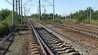 Вид на развязку на юг от входной горловины парка «А»