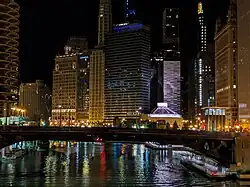 Ночью на церкви включается подсветка.