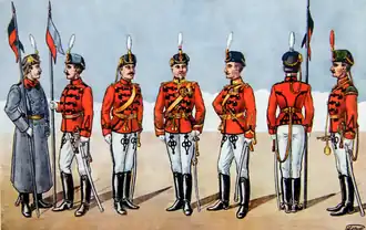 Солдаты 3-го, 4-го, 5-го и 6-го рошиорских полков Вооружённых сил Румынии (1916 год)