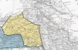 Часть карты из меморандума Британского министерства иностранных дел от января 1919 года подводящего итоги соглашения военного времени относительно Османской империи — территория, переданная России в соответствии с Соглашением Сазонова-Палеолога, выделена жёлтым цветом.