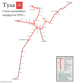 Схема трамвая в 1932 году