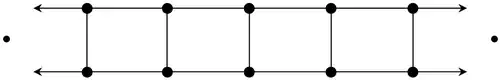 2-сторонняя бесконечная лестница, концы отмечены точками