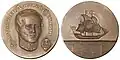 Настольная памятная медаль «200 лет со дня рождения Сенявина», медальер Ю.Г. Нерода, Московский монетный двор, 1964 год