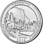 Реверс монеты серии Национальных парков, посвящённый Йосемитскому парку