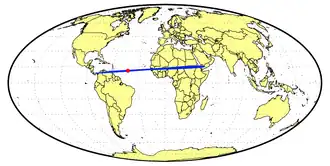 Вероятные места падения астероида