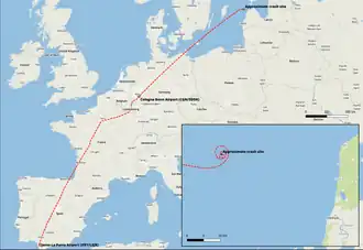 Схема полёта борта OE-FGR
