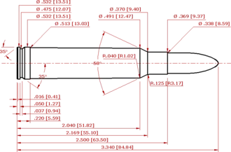 338 Winchester Magnum Cartridge Schematic