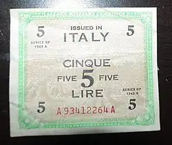 5 лир, 1943 год