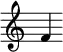 { \new Staff \with { \remove "Time_signature_engraver"} {\clef treble f'4}}