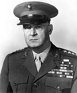 A black and white image of Alexander Vandegrift, a white male in his Marine Corps dress uniform