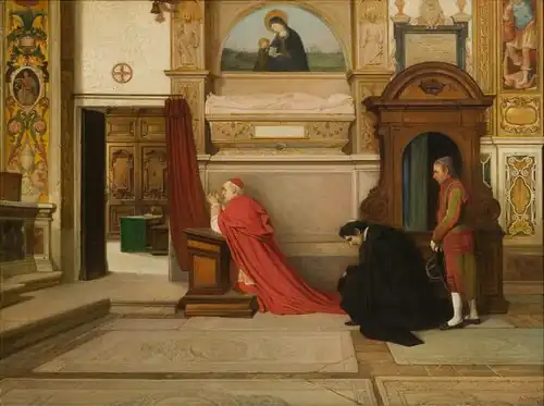 «Посещение кардиналом церкви Сант-Онофрио-аль-Джаниколо, в Риме», 1872, доска, масло — Музей Виктории и Альберта, Лондон.