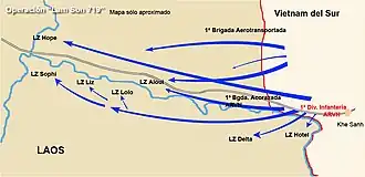 Схема действий южновьетнамской армии в ходе Lam Son 719