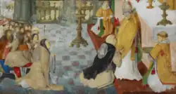 Лист 9*: Святая Изабелла Португальская совершает паломничество в Сантьяго-де-Компостела.