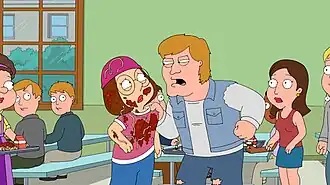 Промокартинка. На Мег набросился новый парень в школе, Майк.