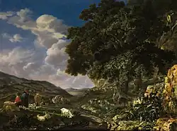 Пейзаж с большим дубом, козами и овцами.Холст, масло 74 × 104 см.