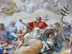 Папа Григорий Великий, бенедиктинец и отец церкви. Деталь росписи, Нересхайм