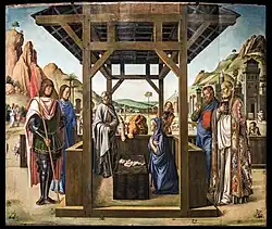 Рождество между святыми Иаковом, Евстахием, Николаем и Марком. Ок. 1494. Холст, темпера. Галерея Академии, Венеция