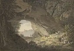 Коровий выгон в Саксонской Швейцарии. 1786. Бумага, перо, кисть, тушь, акварель. Галерея Альбертина, Вена