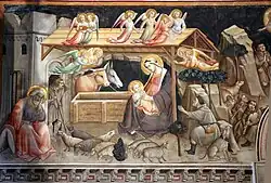 Рождество. Фреска Капеллы Святого пояса собора в Прато. 1392—1395