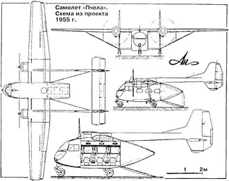 схема видов-проекций самолёта «Пчела»