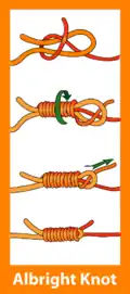 Олбрайт (узел)[англ.]:70, Albright special, Albright Knot.Используется рыболовами для присоединения монофиламента к плетёнке, или плетёнки к стальному тросу.