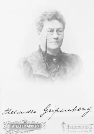 Александра Грипенберг. Фотография приблизительно 1890 года