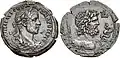 Драхма из Александрии. Аверс: бюст Александра Севера, 222-235. Реверс: бюст Асклепия.