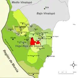 Расположение муниципалитета Альгорфа на карте провинции
