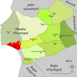 Расположение муниципалитета Альгенья на карте провинции