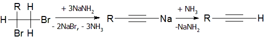 дегидрогалогенирование галогеналканов амидом натрия