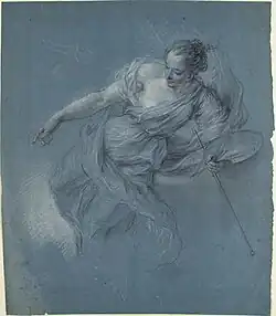 Aллегория живописи. Голубая бумага, чёрный и белый мел. Метрополитен-музей, Нью-Йорк