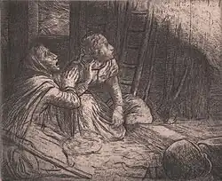 Жертвы пожара. Офорт