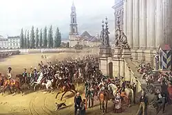 Парад в Потсдаме в 1817 году. Между 1848 и 1849. Холст, масло. Старая национальная галерея, Берлин