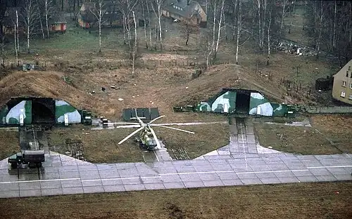 Вид укрытий самолетов МиГ-29