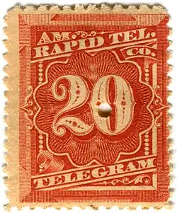 Телеграфная марка компании «Американский быстрый телеграф»(США, 1881)