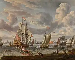 Вид гавани Амстердама с северо-востока. Холст, масло. Частное собрание