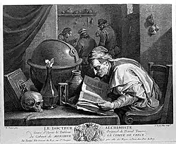Aлхимик над книгой. По оригиналу Д. Тенирса Младшего