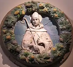 Святой Людовик Тулузский. Тондо. Майолика. Мастерская Андреа делла Роббиа