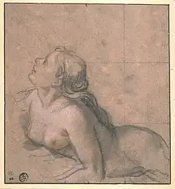 Нереида. Ок. 1702. Бумага, итальянский карандаш, мел. Лувр, Париж