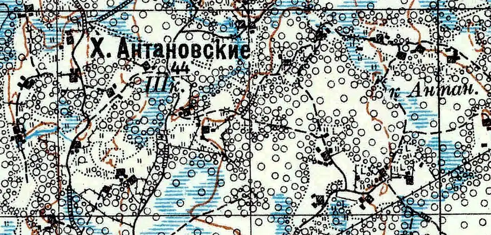 Хутора Антоновские на карте 1926 года