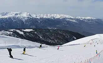 Вид на массив Арабика с горнолыжного курорта Роза Хутор