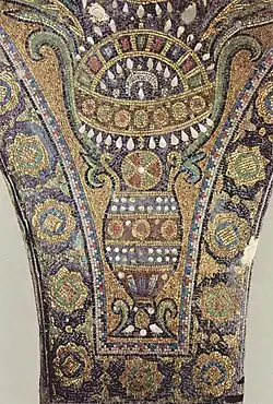 Исламская мозаика внутри Купола Скалы в Палестине (приблизительно 690 год)